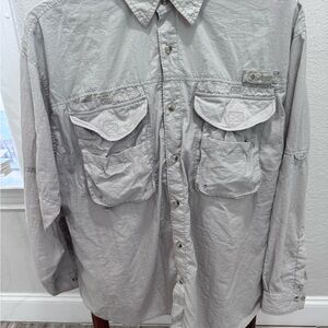 Columbia PFG Tan Long-Sleeve Casual Button-Down Shirt